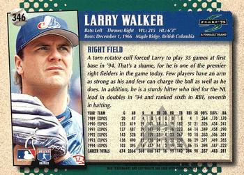 1995 Score - Platinum Team Sets #346 Larry Walker Back