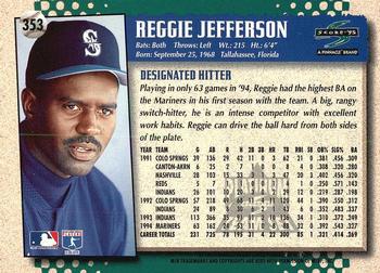 1995 Score - Platinum Team Sets #353 Reggie Jefferson Back