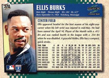 1995 Score - Platinum Team Sets #370 Ellis Burks Back