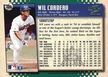 1995 Score - Platinum Team Sets #386 Wil Cordero Back