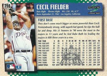 1995 Score - Platinum Team Sets #398 Cecil Fielder Back