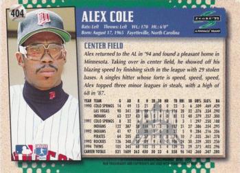1995 Score - Platinum Team Sets #404 Alex Cole Back