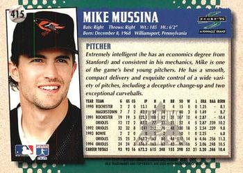 1995 Score - Platinum Team Sets #415 Mike Mussina Back