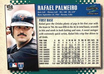 1995 Score - Platinum Team Sets #419 Rafael Palmeiro Back
