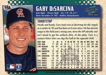 1995 Score - Platinum Team Sets #448 Gary DiSarcina Back