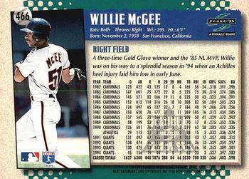 1995 Score - Platinum Team Sets #466 Willie McGee Back