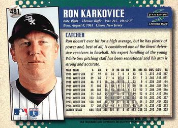 1995 Score - Platinum Team Sets #481 Ron Karkovice Back