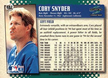 1995 Score - Platinum Team Sets #487 Cory Snyder Back