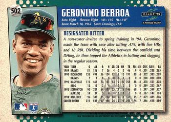 1995 Score - Platinum Team Sets #502 Geronimo Berroa Back