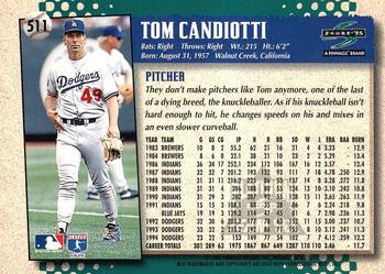 1995 Score - Platinum Team Sets #511 Tom Candiotti Back
