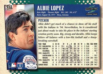 1995 Score - Platinum Team Sets #512 Albie Lopez Back