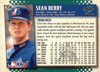 1995 Score - Platinum Team Sets #514 Sean Berry Back
