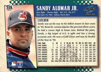 1995 Score - Platinum Team Sets #519 Sandy Alomar Jr. Back