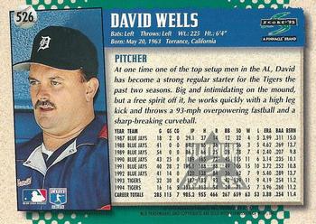 1995 Score - Platinum Team Sets #526 David Wells Back