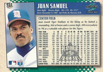1995 Score - Platinum Team Sets #527 Juan Samuel Back