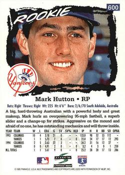 1995 Score - Platinum Team Sets #600 Mark Hutton Back