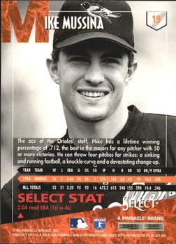 1995 Select - Artist's Proofs #19 Mike Mussina Back
