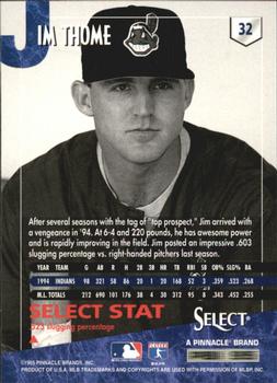 1995 Select - Artist's Proofs #32 Jim Thome Back