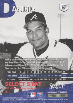 1995 Select - Artist's Proofs #67 David Justice Back