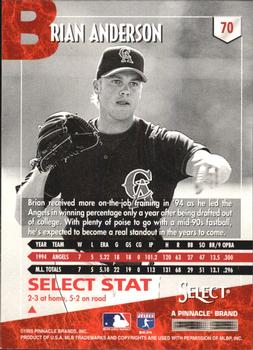 1995 Select - Artist's Proofs #70 Brian Anderson Back