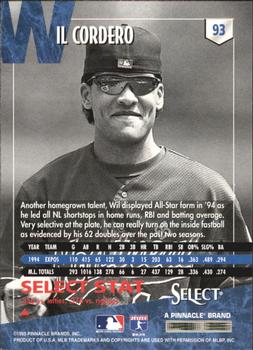1995 Select - Artist's Proofs #93 Wil Cordero Back