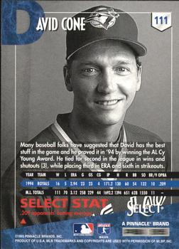 1995 Select - Artist's Proofs #111 David Cone Back
