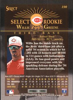 1995 Select - Artist's Proofs #190 Willie Greene Back