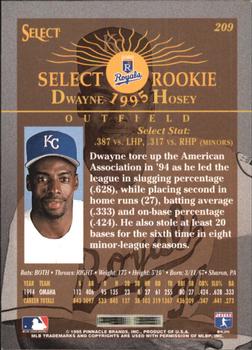 1995 Select - Artist's Proofs #209 Dwayne Hosey Back
