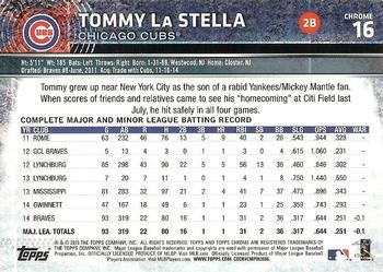 2015 Topps Chrome #16 Tommy La Stella Back