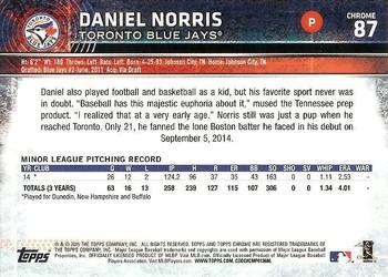 2015 Topps Chrome #87 Daniel Norris Back