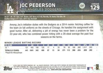 2015 Topps Chrome #129 Joc Pederson Back