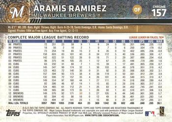 2015 Topps Chrome #157 Aramis Ramirez Back