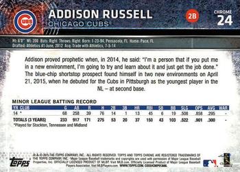 2015 Topps Chrome #24 Addison Russell Back