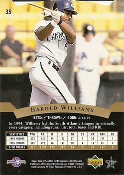 1995 SP Top Prospects #35 Harold Williams  Back