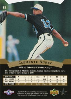 1995 SP Top Prospects #58 Clemente Nunez  Back