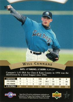 1995 SP Top Prospects #59 Will Cunnane  Back