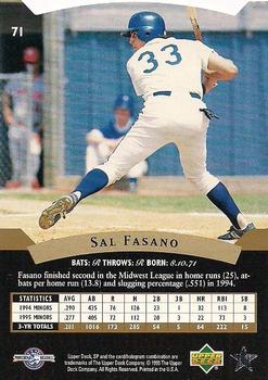 1995 SP Top Prospects #71 Sal Fasano  Back