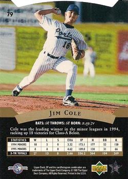 1995 SP Top Prospects #79 Jim Cole  Back