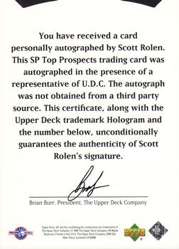 1995 SP Top Prospects - Autographs #NNO Scott Rolen Back