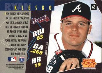 1995 Sportflix - Artist's Proofs #65 Ryan Klesko Back