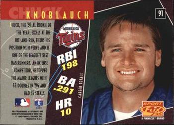 1995 Sportflix - Artist's Proofs #91 Chuck Knoblauch Back