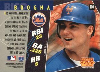 1995 Sportflix - Artist's Proofs #103 Rico Brogna Back