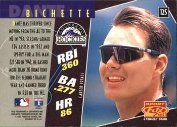 1995 Sportflix - Artist's Proofs #125 Dante Bichette Back