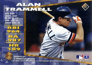 1995 Sportflix UC3 - Artist's Proofs #12 Alan Trammell Back