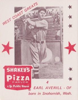 1975 Shakey's Pizza #4 Earl Averill Front