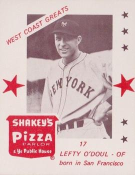 1975 Shakey's Pizza #17 Lefty O'Doul Front
