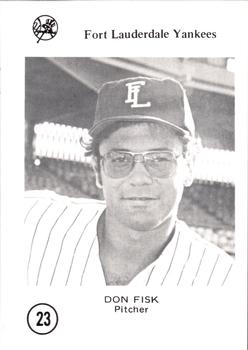1977 Sussman Fort Lauderdale Yankees #23 Don Fisk Front