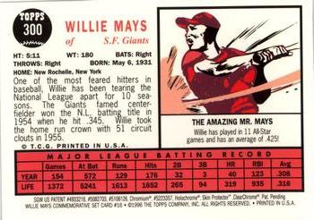 1997 Topps - Willie Mays Commemorative Reprints Finest #16 Willie Mays Back