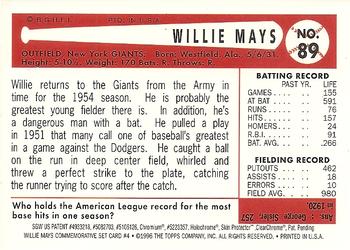 1997 Topps - Willie Mays Commemorative Reprints Finest #4 Willie Mays Back