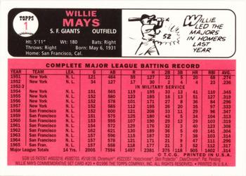 1997 Topps - Willie Mays Commemorative Reprints Finest #20 Willie Mays Back